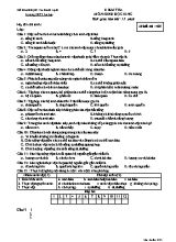 Đề kiểm tra 15 phút môn Sinh học Lớp 10 (Nâng cao) - Mã đề 485 - Trường THPT Lê Lợi